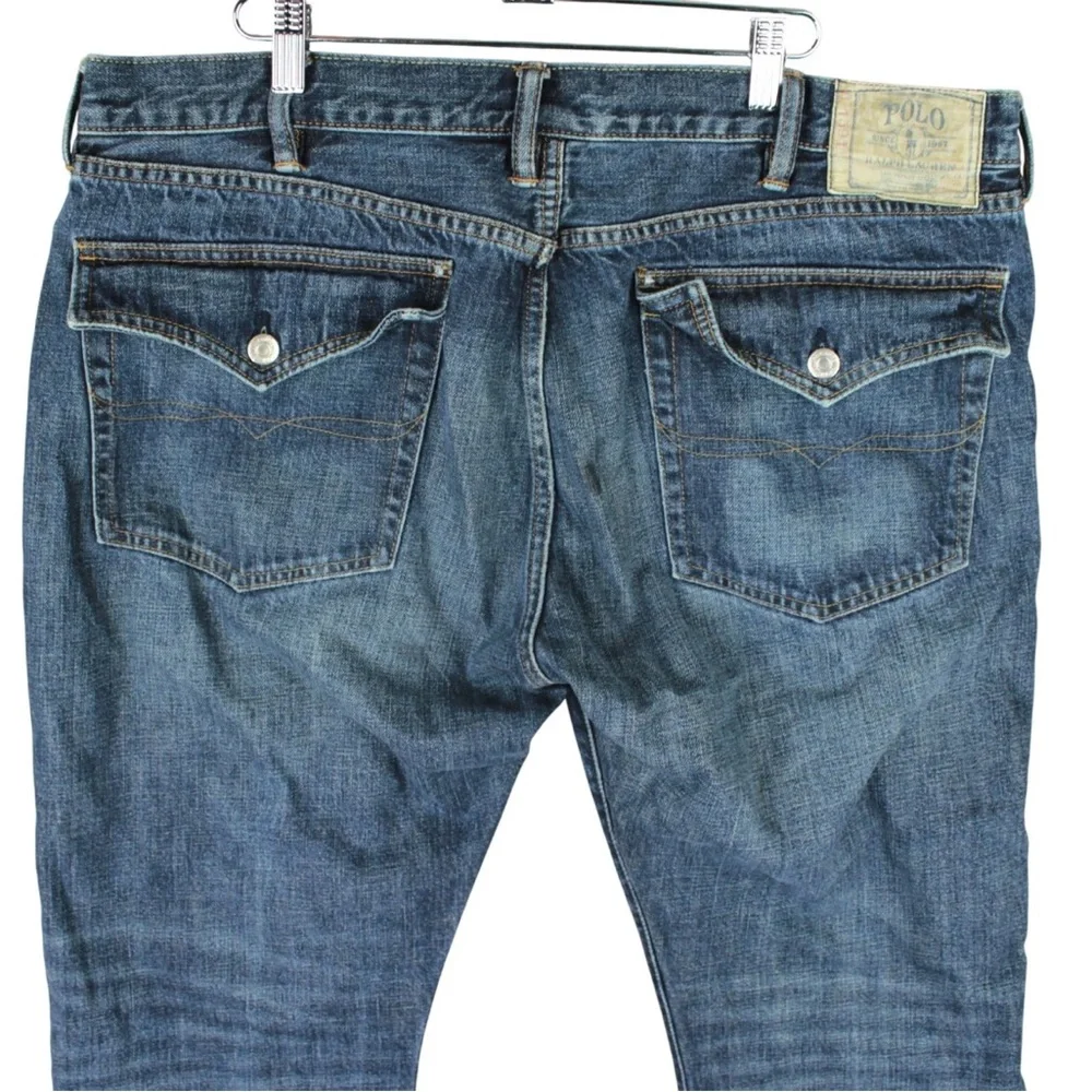 POLO Ralph Lauren Rockland 320 Button Fly Jeans Mens Fit 38x31 Blue Flap Pocket